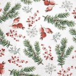 Napkins Paper Material 16PCS 33X33CM Holly Leaves & Berries