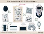 Cot Duvet Bedding Airplane And Air Balloon Navy Grey And White
