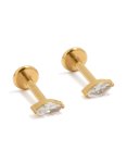 Goldair Gold Plated Surgical Steel Steel Cubic Zirconia Marquise Flat Back Studs