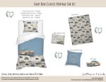 Kids Duvet Set Light Blue Classic Vintage Car