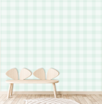Sage Gingham Wallpaper - 1.2M Wide X 3M High Non-adhesive Requires Wallpaper Glue