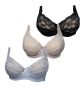 Women's Plus Size Underwire Unpadded Bra Full Bust Lace Unlined Pack 3