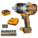 Ingco - Cordless Impact Wrench 1350N With 5AH Battery Charger & Socket Set