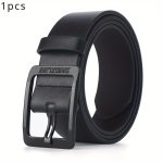 1PC Men's Black brown Pu Leather Belt Alloy Buckle Belt Ideal Belt For Boyfriend