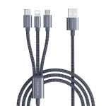 Romoss 3IN1 Lightning Charge Sync|micro USB |type C To USB 1.5M Cable Space Grey
