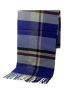 Men's Checked Scarf Cashmere With Tassels - Blue/grey