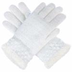 Byos Women's Winter Cozy Plush Faux Fur Fleece Lined Knit Gloves W decorated Cuff