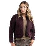 Silky Quilted Jacket - Burgundy Free