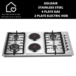 Goldair Stainless Steel 4 Plate Gas 2 Plate Electric Hybrid Hob