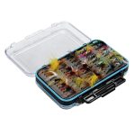 Kuyyfds 64PCS Dry Flies Bass Salmon Trouts Flies Nymph And Streamer Fly Fishing Kit Waterproof Fly Box For Trout Fishing