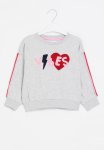 Marl Drop Shoulder Boucle Applique Sweat - Grey