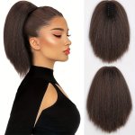 30.48 Cm Kinky Straight Ponytail Extension For Women Yaki Pony Tails Hair Extensions Fluffy Synthetic Clip In Ponytail Hair Exte