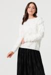 Womens Crew Neck Sweater With Leaf Applique In White - White 2XL