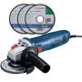 Bosch - Gws 700 Angle Grinder With Cutting Discs And Metal Flap Discs