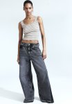 Rib-knit Vest Top - Light Greige Striped