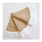 Fennco Styles Rustic Burlap White Faux Fur Trim Tree Skirt 72 Inch Round - Natural Christmas Tree Skirt For Holiday Home Decor F