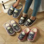Halloween Winter Fluffy Slippers Indoor Soft Sole Bedroom Plush Lined Slippers Non-slip Floor Mute Slippers Winter & Autumn
