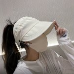 Uv Protection Sun Visor Cap For Women Windproof Wide Brim Hat Breathable Cotton Adjustable Solid Color Outdoor Sports & Travel H