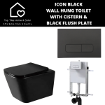 Icom Icon Black Wall Hung Toilet With Cistern & Black Flush Plate