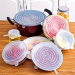 6PCS Reusable Silicone Stretch Lids - Multifunctional Food Bowl Covers For Freshness Fits Various Sizes & Shapes Ideal For Kitch