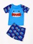 Boys Cartoon Shark Swimming Suit Swimming Trunks & Tops For Beach Vacation Casual Kids Clothes Sets