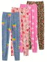 Girls 4PCS/SET High Stretch & Comfy & Lightweight Allover Leopard/hearts/stars Pattern Leggings For Spring & Summer Daily Wear