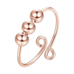 Adjustable Gold silver Plated Bead Spinner Ring - Rose Gold