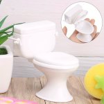 Cute Dollhouse Furniture Vintage Bathroom Modeling White Toilet Creative Miniature Dolls Accessories Baby Pretend Toys House Gif
