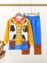 Boy's Cartoon Cowboy Character Clothing Halloween 3D Print Top & Pants Set Kid's Outfit For Halloween Carnival Party