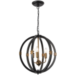 Metal Chandelier Black And Gold Light Fitting 3 X 60W 11W Ses