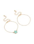 Goldair Gold Plain Chain & Blue Flower Bracelets 2-PACK