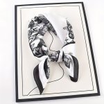 Elegant Square Scarf 70CM 27.56INCH Satin Silk Feel Fashionable Monochrome Landscape Printed Scarf Versatile Thin Tie Headscarf