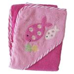 Deluxe Embroided Hooded Towel - Pink Fish