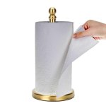 Gold Paper Towel Holder Countertop Standing Paper Towel Roll Holder For Kitchen Bathroom With Weighted Base For One-handed Opera