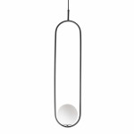 Luna Oval Pendant Light Opal Glass Black Gold - Gold