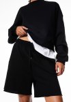 Embroidered Sweatshirt Shorts - Black