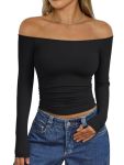 Trendy Queen Womens Long Sleeve Off The Shoulder Tops Going Out Basic T Shirts Cute Sexy Crop Boat Neck Y2K Fall Fashion 2026 Ou