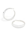 Silver Textured Triple Layered Hoop Earrings