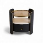 Circular Side Pedestal Black & Gold