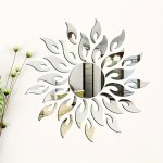 Shatterproof 3D Acrylic Mirror Wall Decor Stickers 23PCS Sunflower Design Polished Plastic Wall Mount Mirror For Living Room Bed