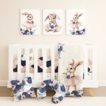 Floral Cot Bedding Set Bunny Blue