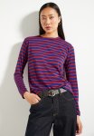 Striped Crew Neck Knitted T-Shirt - Red & Navy