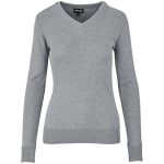 Ladies Long Sleeve Peru V-neck Jersey Grey