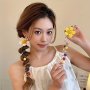 1pc Spiral Phone Cord Hair Tie With Colorful Beads And Cute Flower Design Ponytail Holder Elegant Hair Accessories For Women