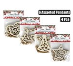 Xmas Tree Decor Wooden Pendants 4PC