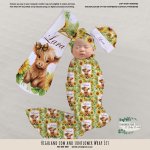 Wrap Set Swaddle Set Highland Cow And Sunflower Wrap Set