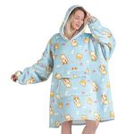 Wearable Blanket Hoodie For Adult Oversized Sherpa Fleece Blanket Hoodie For Women Men Corgi