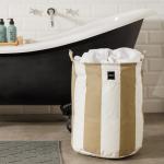 Canvas Laundry Storage Bag Broad Stripe Stone