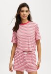 Cotton On Dreamy Short Sleeve Jersey Sleep Set - Lobster Red pink Stripe