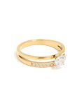 Waterproof Gold Plated Stainless Steel Dainty Cubic Zirconia Double Layered Ring - M l